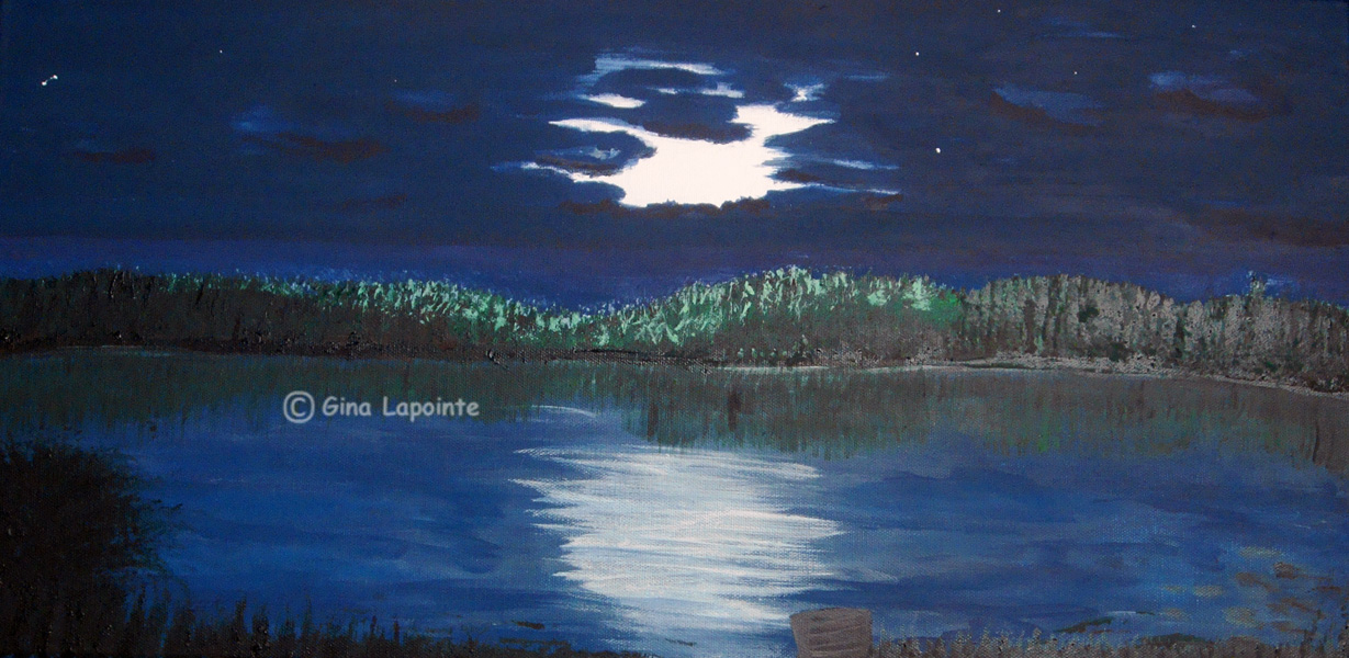 Lac de l'ouest II,
	acrylique sur toile, 24 x 12 (61 x 30.5 cm)