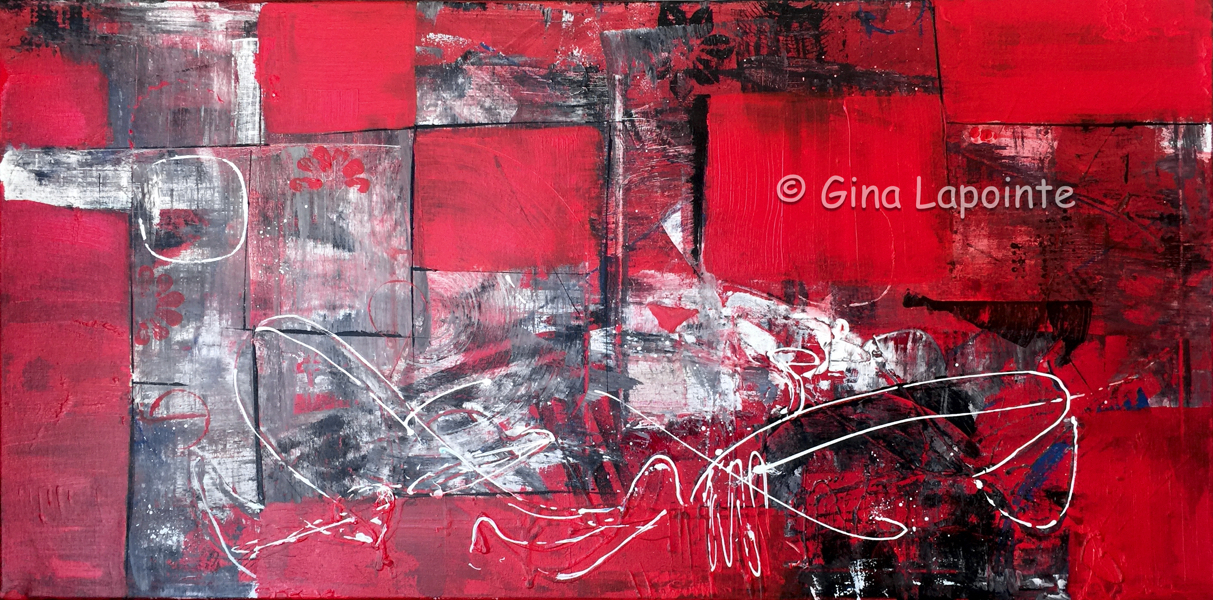 Étude en rouge, acrylique sur toile, 19 5/8 x 39 1/4 (49.8 x 99.6 cm)